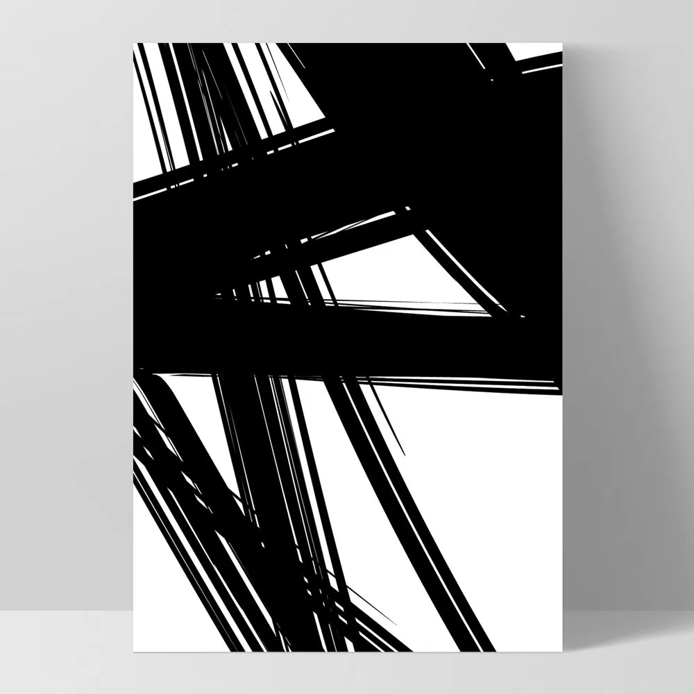 Abstract Bold Lines in Black & White II - Art Print