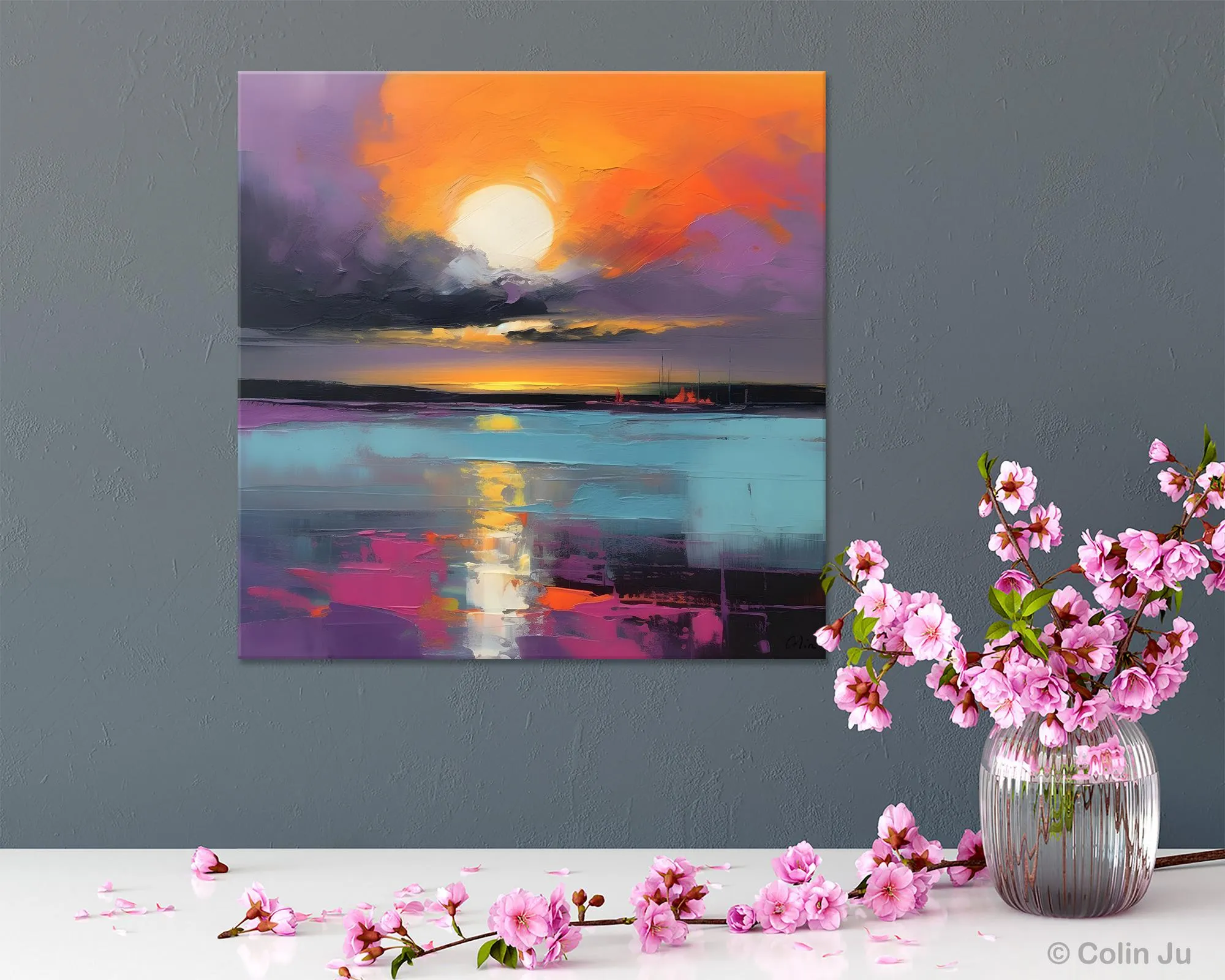 Abstract Landscape Artwork, Landscape Painting on Canvas, Hand Painted Canvas Art, Contemporary Wall Art Paintings, Extra Large Original Art