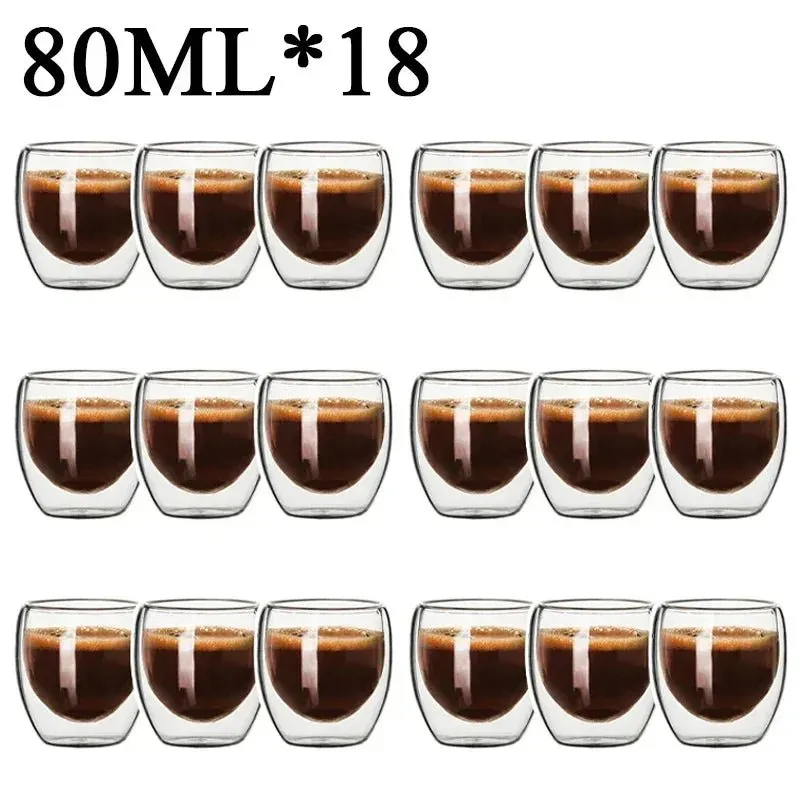 Double Wall High Borosilicate Glass Mug Set