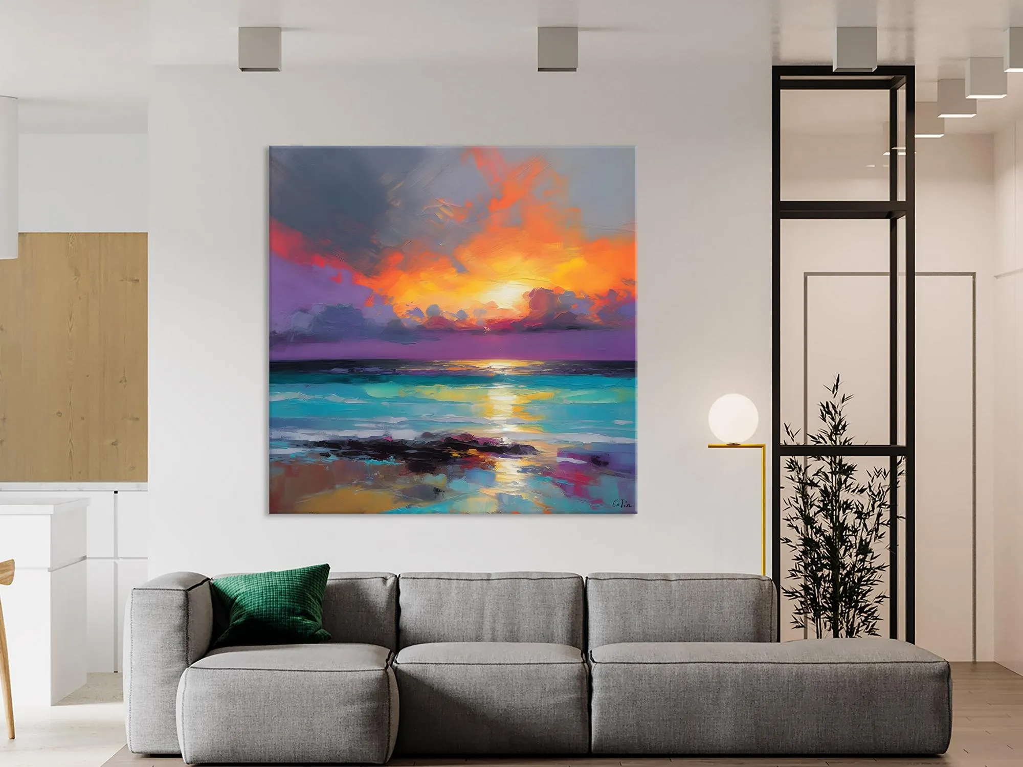 Extra Large Modern Wall Art, Landscape Canvas Paintings for Dining Room, Acrylic Painting on Canvas, Original Landscape Abstract Painting