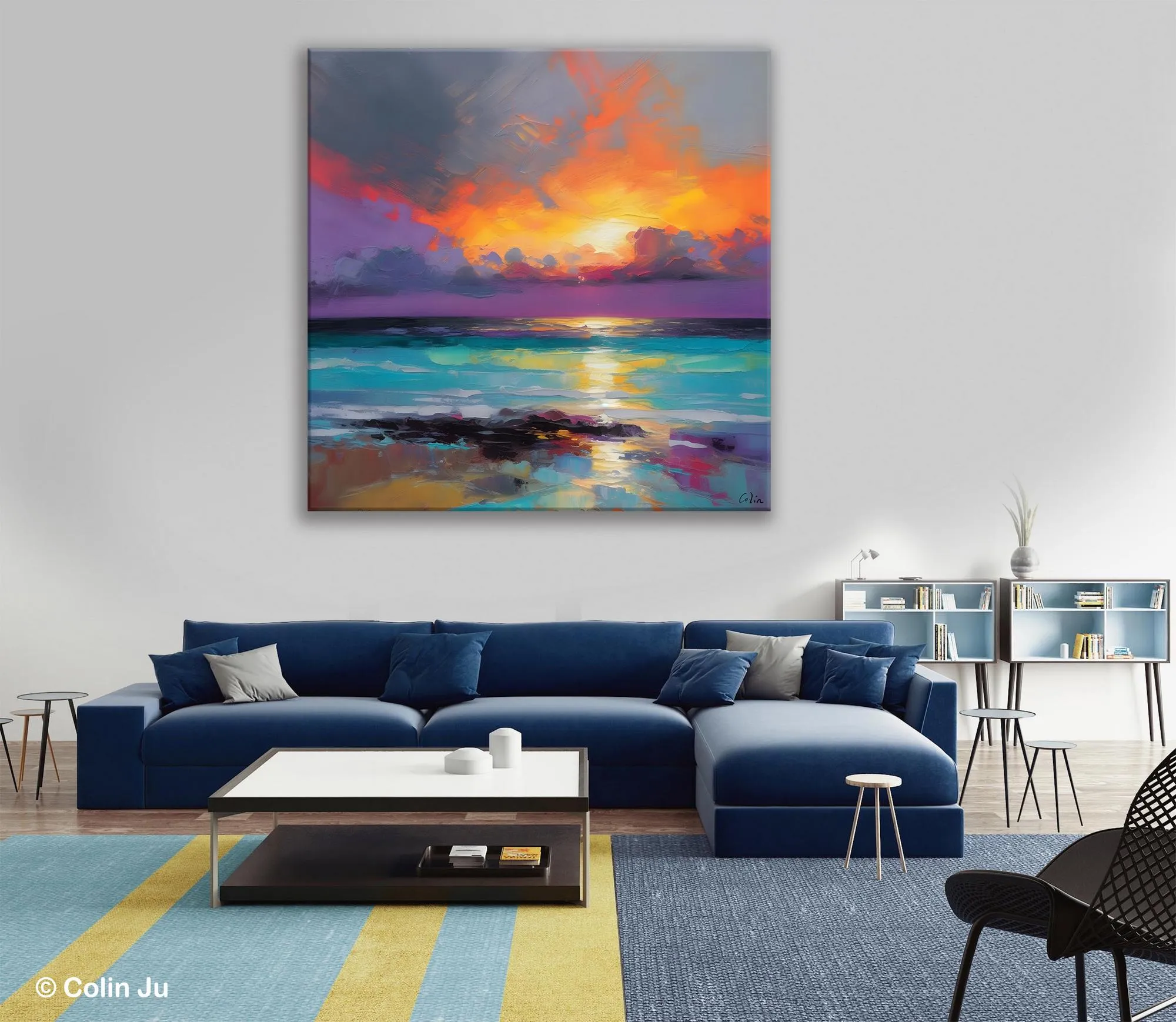 Extra Large Modern Wall Art, Landscape Canvas Paintings for Dining Room, Acrylic Painting on Canvas, Original Landscape Abstract Painting