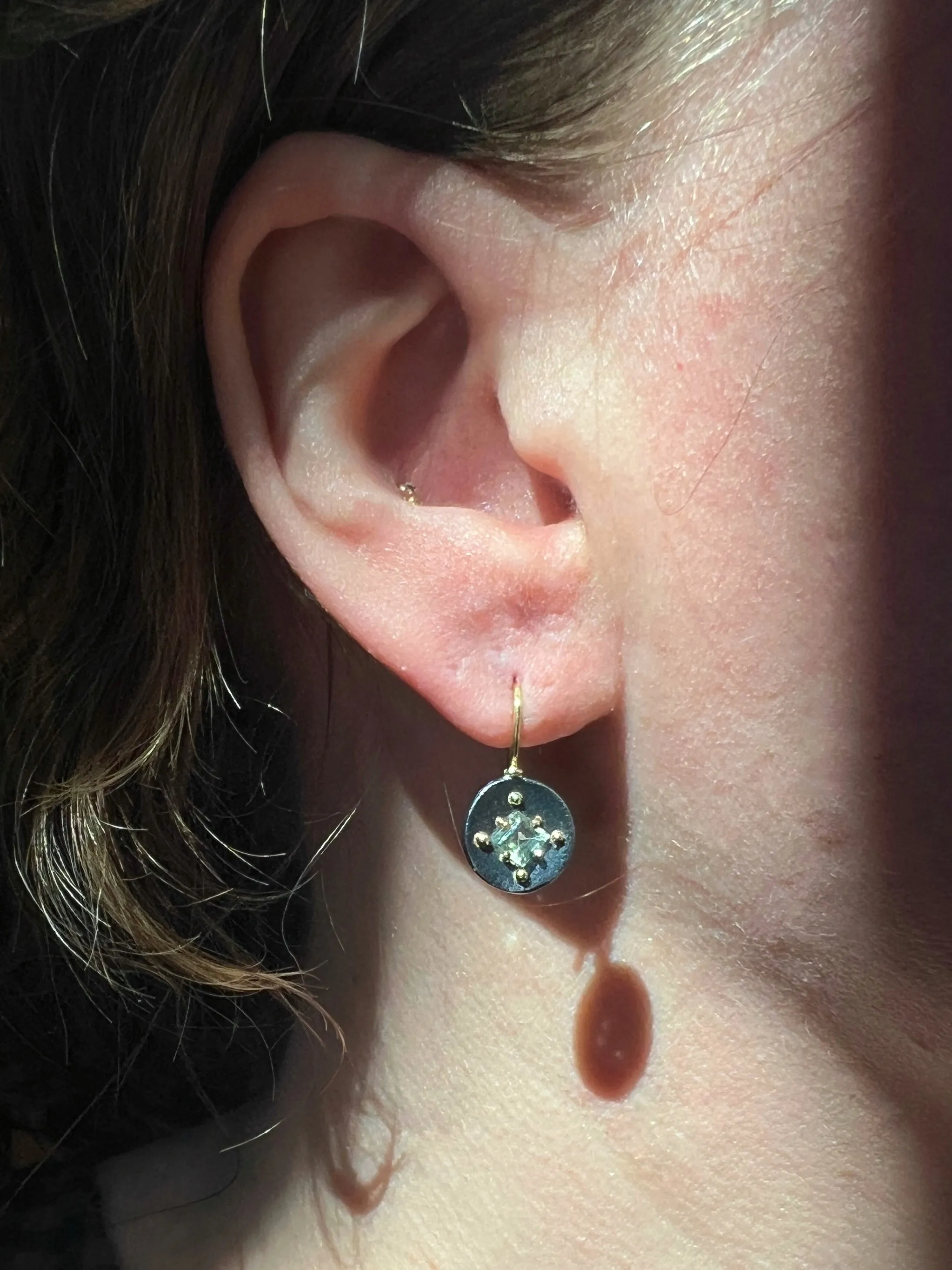 Framed Tourmaline Dangle Earrings