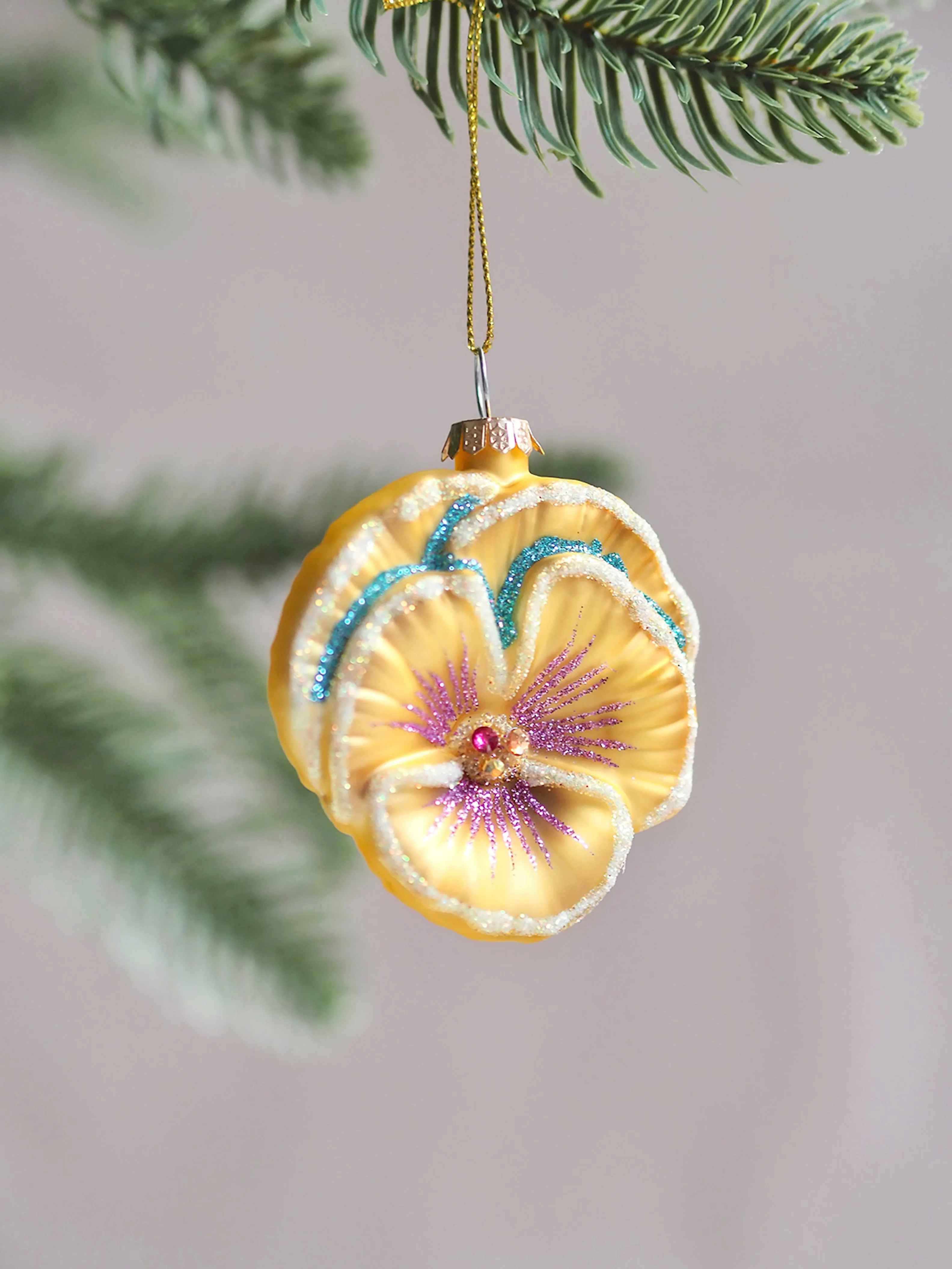 Glitter Pansy Ornament