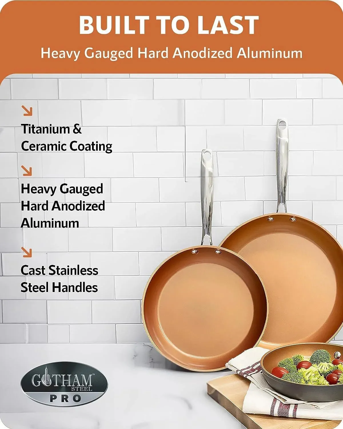 Gotham Steel Pro Nonstick Pots and Pans 13 Piece Set Ceramic Cookware Kitchen Set, with Frying Skillet, Hard Anodized, Gray