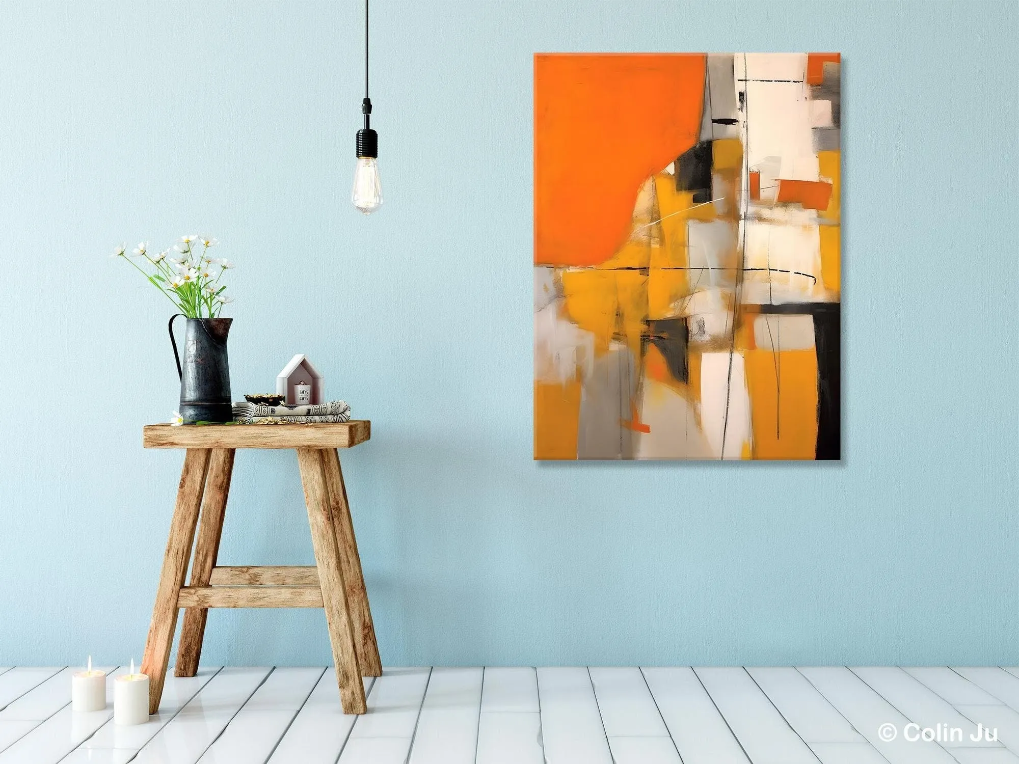 Large Paintings for Bedroom, Yellow Abstract Art Paintings, Large Contemporary Wall Art, Hand Painted Canvas Art, Original Modern Painting