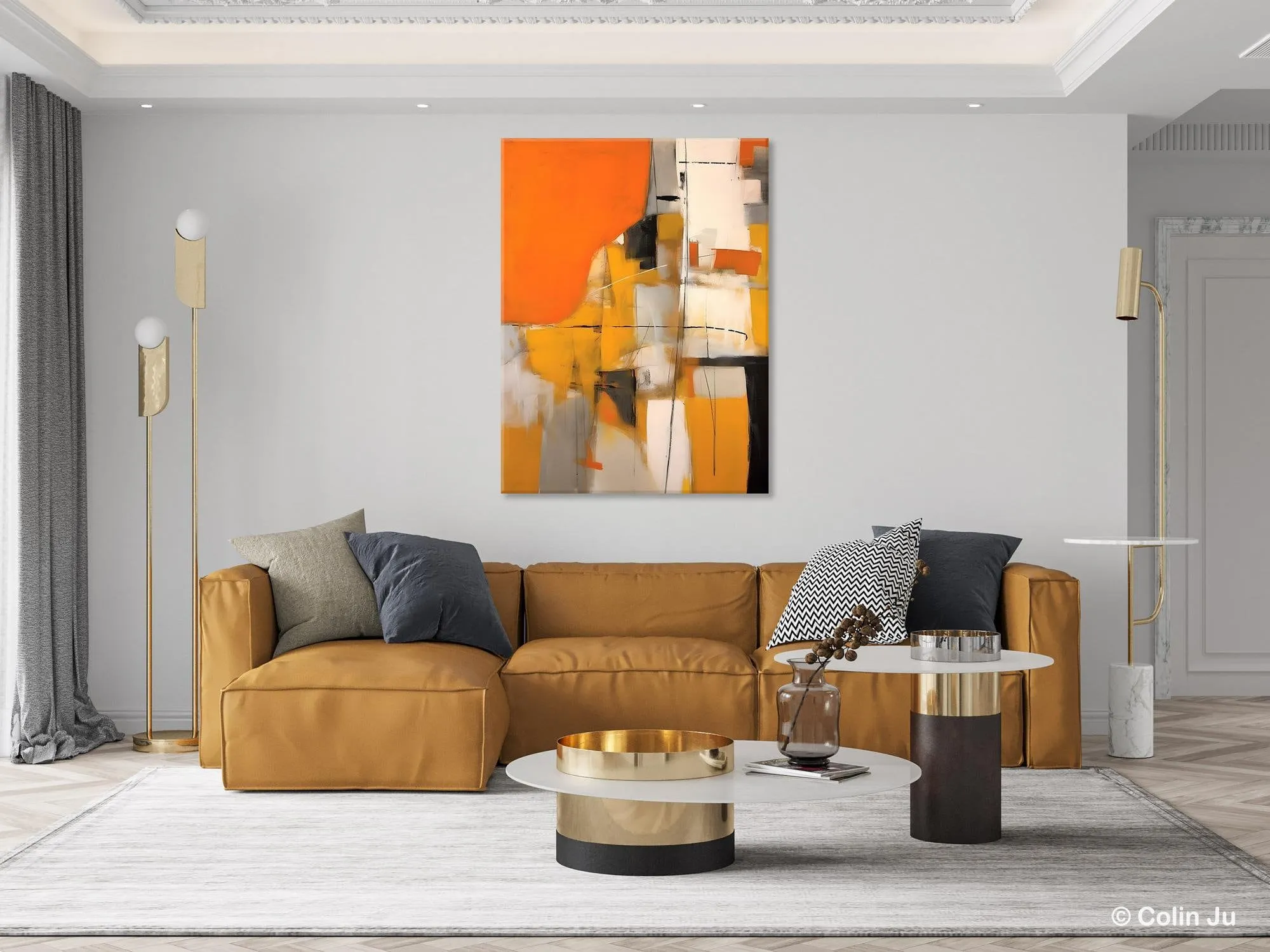 Large Paintings for Bedroom, Yellow Abstract Art Paintings, Large Contemporary Wall Art, Hand Painted Canvas Art, Original Modern Painting