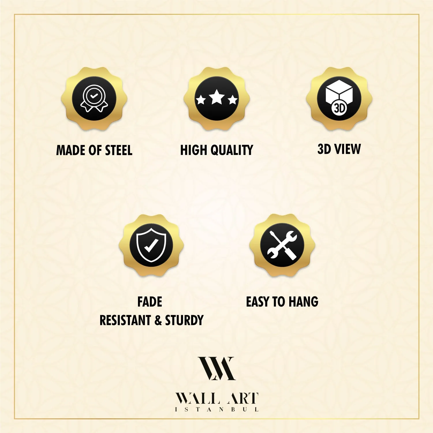 Panjtan Metal Islamic Wall Art Set of 5 (Ahl Al-Bayt) - WAM187