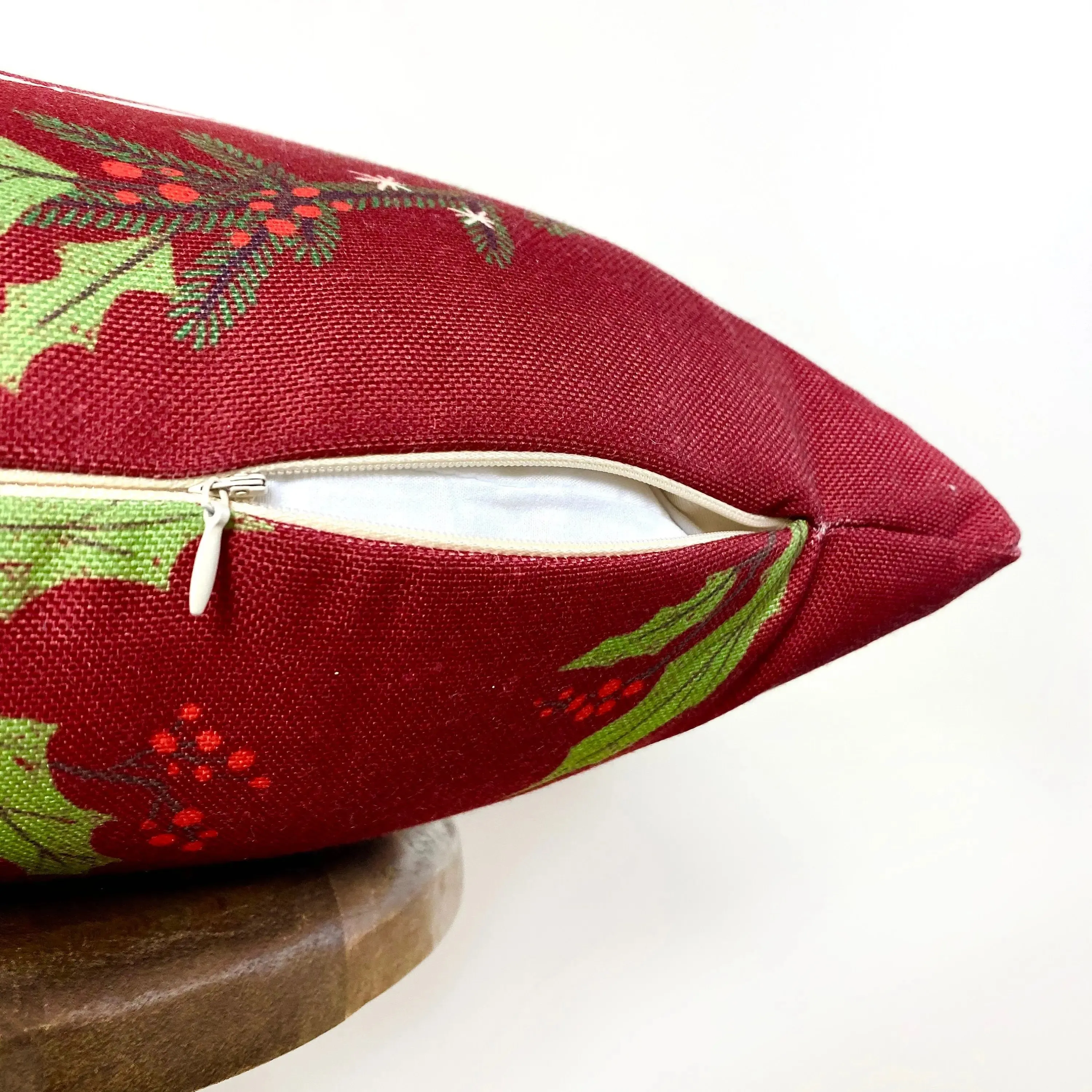 Red Happy Holiday Wreath Throw Pillow Cover | Rustic Christmas Decor | Christmas Gift | Home Decor Christmas | Decorative Pillows for Couch