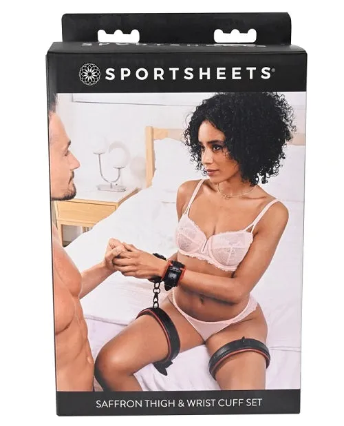 Saffron Thigh & Wrist Cuff Set - Red/Black