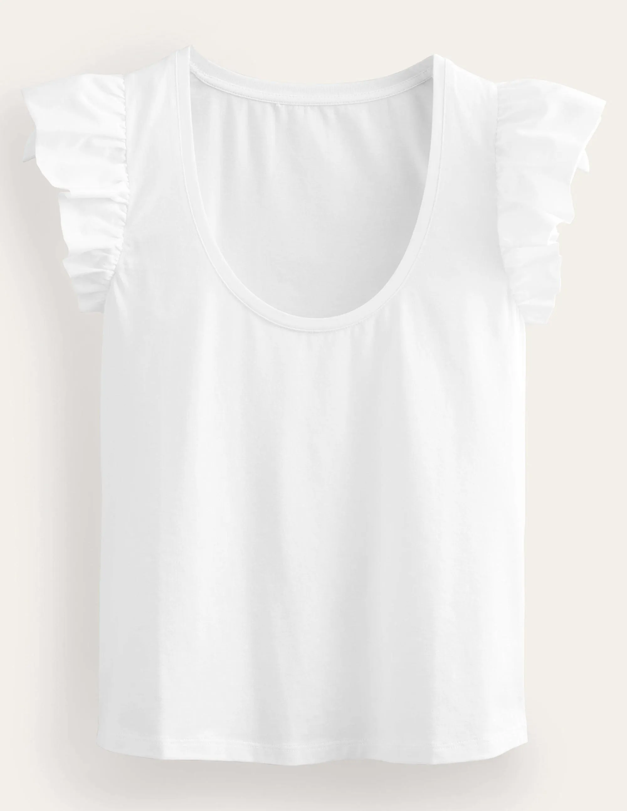Scoop Front Woven Mix Top-White