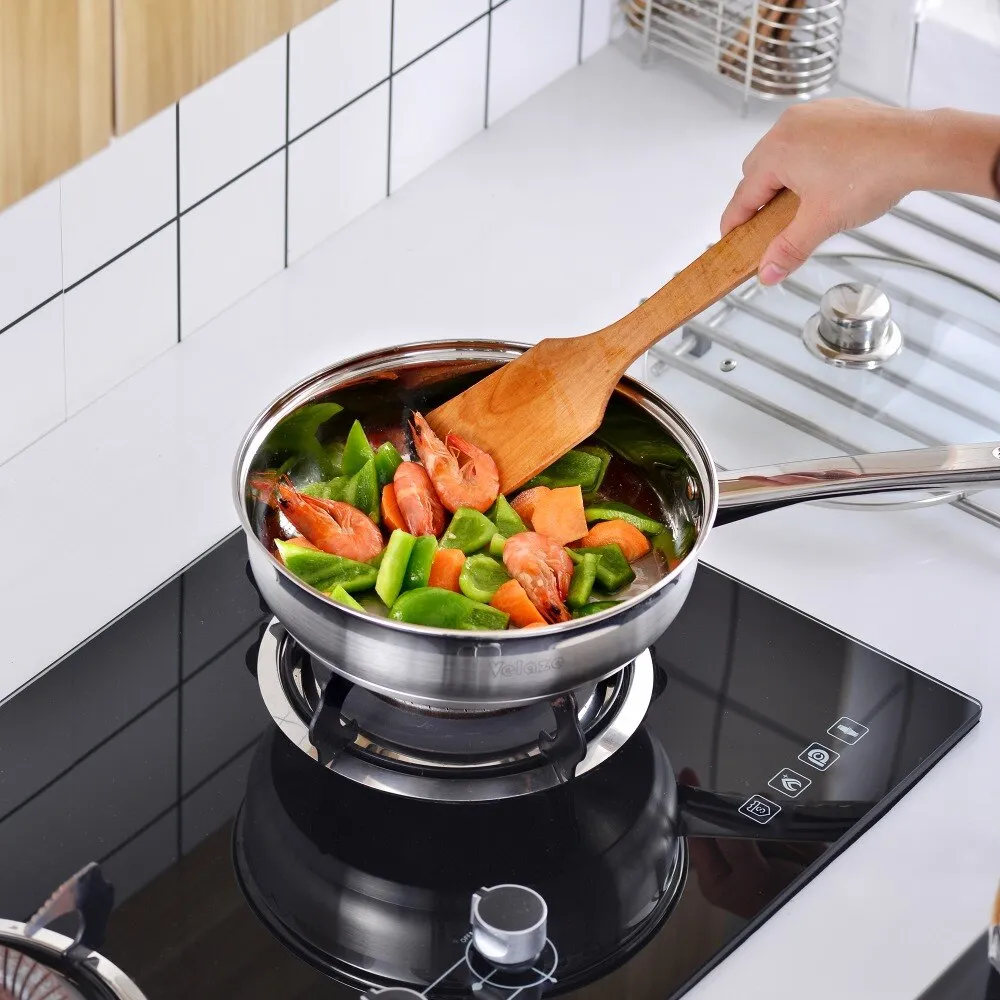 Velaze Cookware Set 12-Piece Kitchen Stainless Steel Cooking Pot & Pan Sets,Induction Safe,Saucepan,Casserole,pan with Glass lid