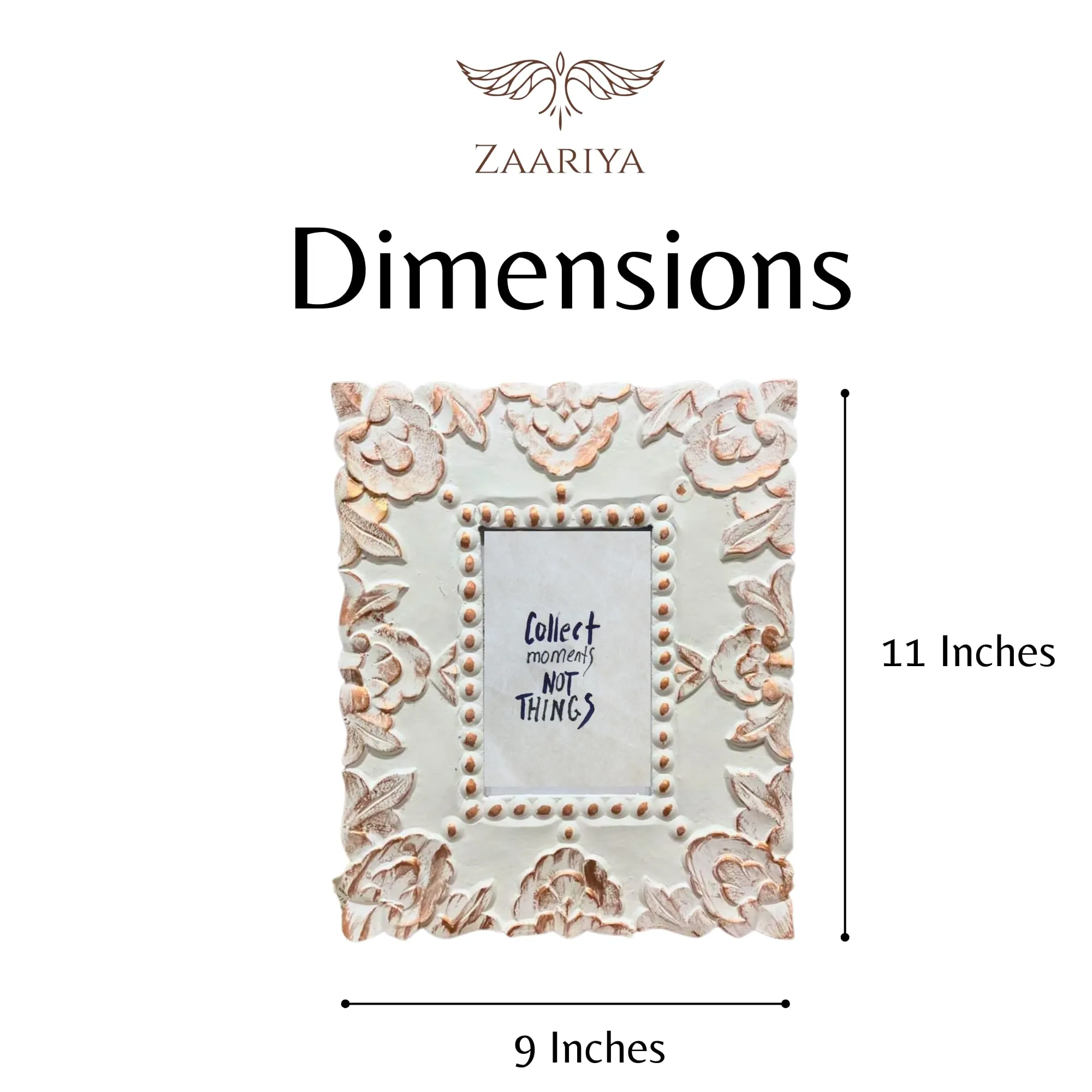 ZAARIYA Photo Frame 6 x 4 Inches | With Wall Mount and Stand | Picture Display for Wall Hanging, Shelf, Mantle, Gifting & Home Decor (White With Copper Touch)